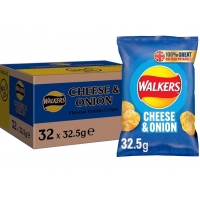Image of MEGA DEAL CASE PRICE Walkers Cheese and Onion Flavour Crisps 32 x 32.5g