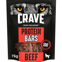Image of MEGA DEAL Crave Dog Treats for Adult Dogs Protein Bars Beef 76 g