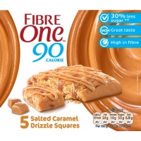 Image of 10P DEAL Fibre One 90 Calorie Salted Caramel Drizzle Squares 5 x 24g