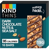 Image of MEGA DEAL CASE PRICE Kind Thins Dark Chocolate Nuts and Sea Salt Bars 16 x 19g