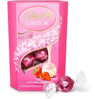 Image of MEGA DEAL Lindt Lindor Strawberries and Cream Chocolate Truffles 200g
